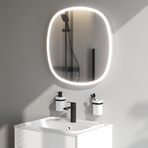 картинка M8FMOX0651WGS Зеркало универсальное с контурной LED-подсветкой, ИК- сенсором, квадрат, 65 см от магазина Сантехстрой