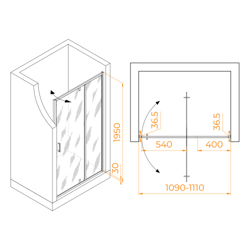 картинка Душевая дверь RGW LE-103 (Прозрачное, 1100) от магазина Сантехстрой