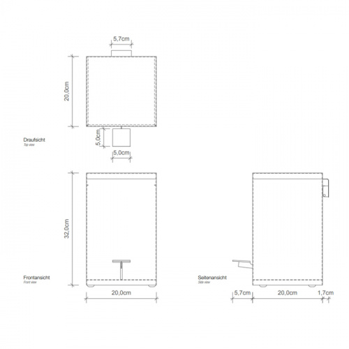 картинка DECOR WALTHER TE 70 SC Ведро 20x20x32см, с педалью и крышкой, softclose, цвет: черный матовый от магазина Сантехстрой
