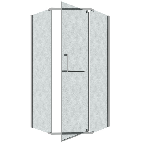 картинка Душ.ограждение 302.K33.03.9090.10.02 Pragma (90*90*195) трапеция,распашная,хром,стекло шиншилла,1ме от магазина Сантехстрой