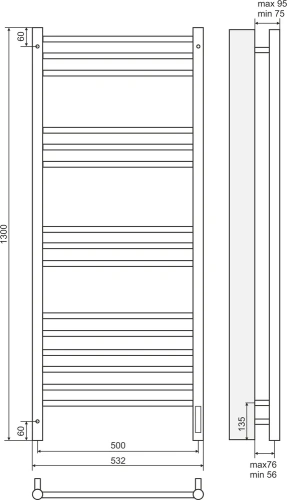картинка Полотенцесушитель электрический Terminus Аврора П15 50x130 от магазина Сантехстрой
