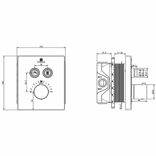 картинка Душевая система Vincea Inspire VSFW-3I21T1CH с термостатом Хром от магазина Сантехстрой