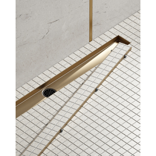 картинка Душевой лоток TIMO Drain System 800 с двусторонней панелью "plate" под плитку, Золото матовое (DS230208/17) от магазина Сантехстрой