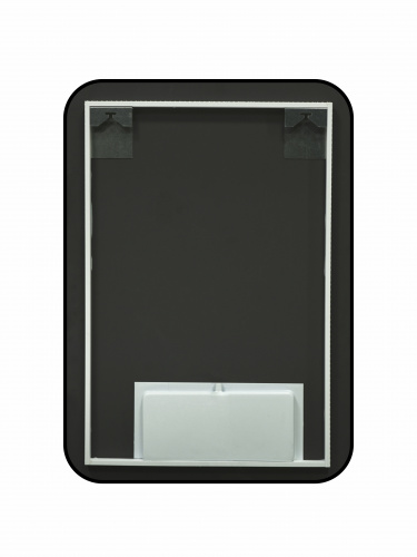 картинка Зеркало Reflection Black View с фоновой подсветкой, бесконтактным сенсором, диммером, часами, черной окантовкой 500х700 от магазина Сантехстрой