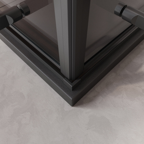 картинка Душевой уголок Cezares Liner 90x90 LINER-A-2-90-C-NERO профиль Черный матовый стекло прозрачное от магазина Сантехстрой