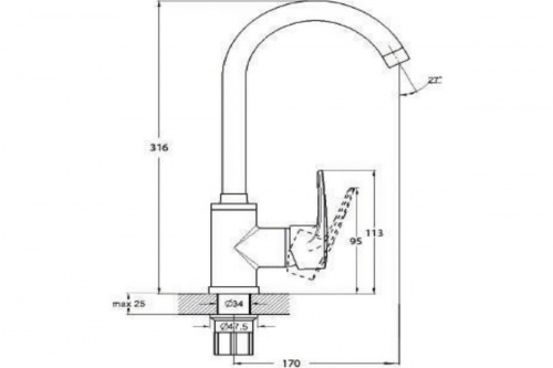 картинка Смеситель для кухни G-lauf Solone с поворотным изливом, хром FAB4-A020 от магазина Сантехстрой