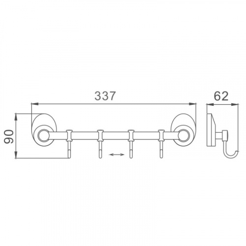 картинка Планка с крючками для полотенец Haiba хром (HB1615-4) от магазина Сантехстрой
