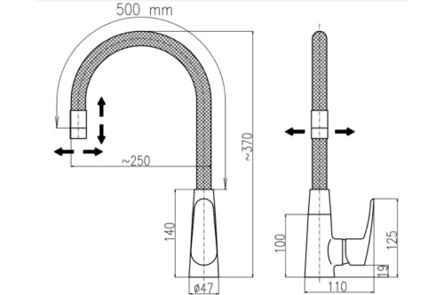 картинка Смеситель для кухни D-Lin черный D155302-1 от магазина Сантехстрой