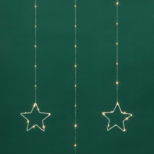 картинка Гирлянда Светодиодный занавес из росы с фигурами Звезд ТЕПЛЫЙ БЕЛЫЙ IP20 USB + пульт управления NEON-NIGHT от магазина Сантехстрой