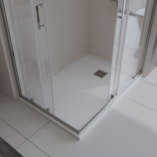картинка Душевой поддон из искусственного мрамора в комплекте с сифоном BelBagno UNO TRAY-MR-UNO-AH-120/90-35-W-CR от магазина Сантехстрой