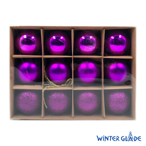картинка Набор ёлочных шаров Winter Glade, пластик, 6 см, 12 шт, фиолетовый микс от магазина Сантехстрой