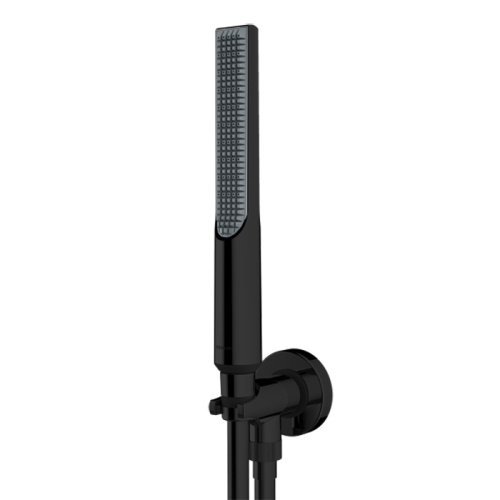 картинка BOSSINI APICE Комплект для душа с держателем с подводом воды, ручным душем Slim и шлангом 1500 мм., цвет черный матовый от магазина Сантехстрой