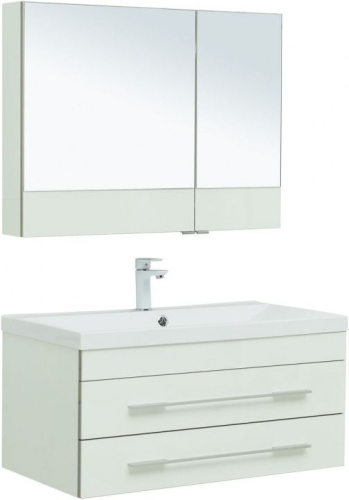 картинка Комплект мебели для ванной Aquanet Верона 90 белый (подвесной 2 ящика) от магазина Сантехстрой