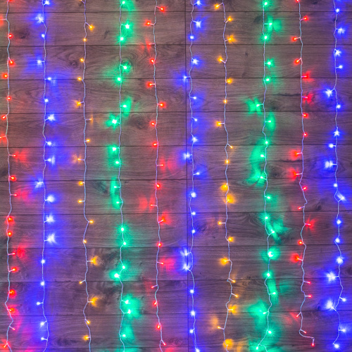 картинка Гирлянда Светодиодный Дождь 1,5х1,5 м,  свечение с динамикой,  прозрачный провод,  230 В,  диоды мультиколор от магазина Сантехстрой