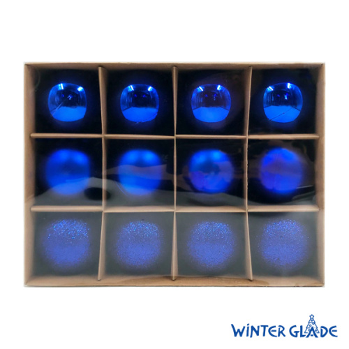 картинка Набор ёлочных шаров Winter Glade, пластик, 6 см, 12 шт, синий микс от магазина Сантехстрой