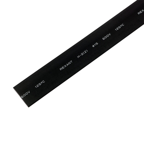 картинка Трубка термоусаживаемая ТУТ нг 15,0/7,5мм,  черная,  упаковка 50 шт.  по 1м REXANT от магазина Сантехстрой