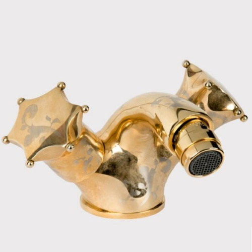 картинка daniel miss decora смеситель на биде, с донным клапаном, золото/декор никель