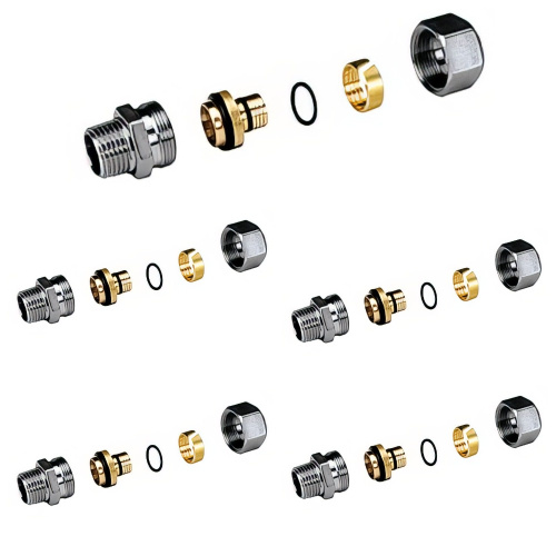 картинка Прямой фитинг GIACOMINI с наружней резьбой 3/4x(20x2) (Комплект 5 шт. из 5-и составляющих) от магазина Сантехстрой