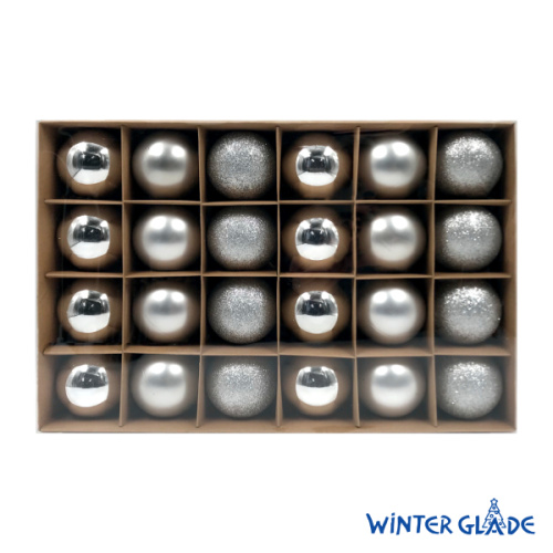 картинка Набор ёлочных шаров Winter Glade, пластик, 6 см, 24 шт, серебряный микс от магазина Сантехстрой