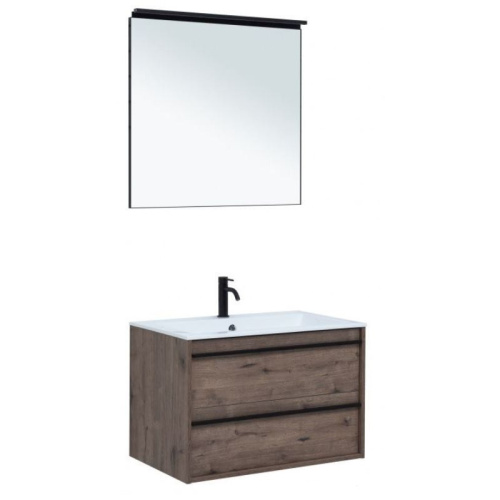 картинка Комплект мебели Aquanet Lino 80 273241 дуб веллингтон (зеркало белый матовый) от магазина Сантехстрой