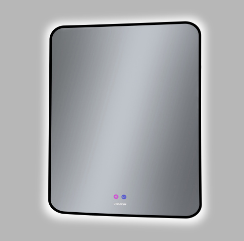 картинка Зеркало ELEGANS-норма BLACK (700*800*45) LED с сенсорным выключателем и подогревом от магазина Сантехстрой