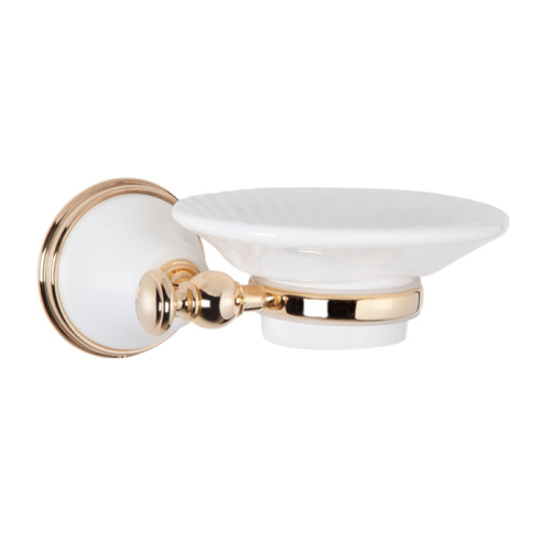 картинка TW Harmony 106, подвесная мыльница, керамическая (белый), цвет держателя:  белый/золото от магазина Сантехстрой