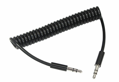 картинка Аудиокабель AUX 3.5 мм шнур спираль 1 м черный от магазина Сантехстрой