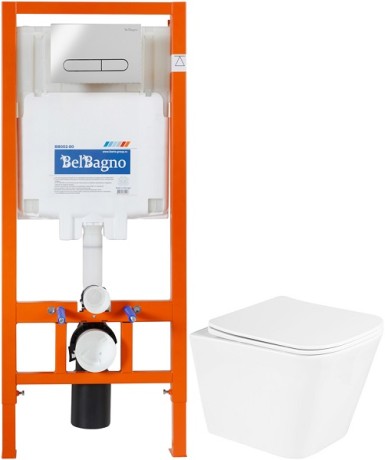 картинка Комплект подвесной унитаз BelBagno Due BB3103CHR/SC + система инсталляции BelBagno BB002-80 + BB005-PR-CHROME от магазина Сантехстрой