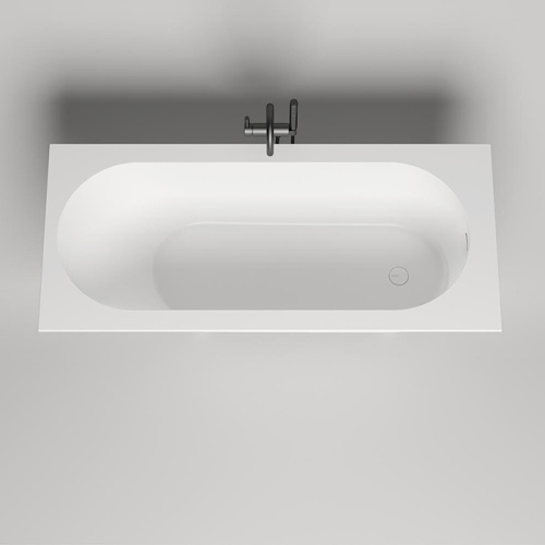 картинка Salini ORNELLA KIT Встраиваемая ванна 1800х800х600мм, овальная чаша, донный клапан, сифон,  щелевой слив-перелив, мат-л: S-Sense, матовый, белый от магазина Сантехстрой