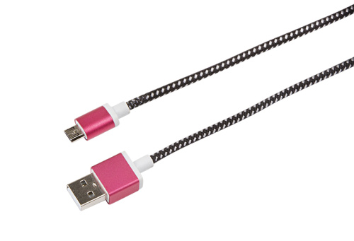 картинка Кабель USB-A – micro USB,  2,4А,  1м,  в черной тканевой оплетке,  усиленный REXANT от магазина Сантехстрой