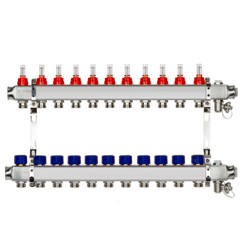 картинка Комплект коллекторов Ридан SSM-11RF set с расходомерами и кронштейнами, 11 контуров от магазина Сантехстрой