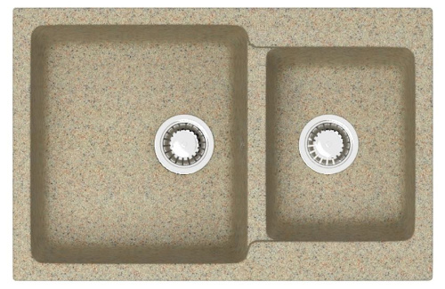 картинка Кухонная мойка AZARIO Grand 765х500х190 двойная, искусственный мрамор, цвет Песочный (CS00079905) от магазина Сантехстрой