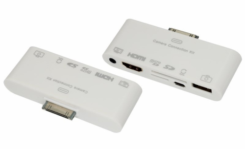 картинка AV адаптер 6 в 1 для iPhone 4/4S на HDMI, USB, microSD, SD,  3.5 мм,  microUSB от магазина Сантехстрой