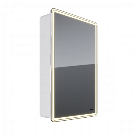 картинка Шкаф зеркальный Lemark ELEMENT 50х80см 1 дв., петли справа, с подсветкой, с розеткой, Белый глянец от магазина Сантехстрой