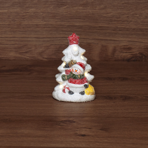 картинка Керамическая фигурка Елочка со снеговиком 7,8х6,9х12,1 см от магазина Сантехстрой