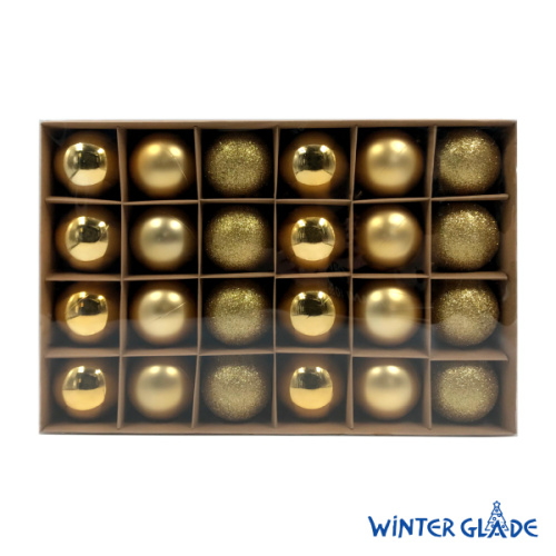 картинка Набор ёлочных шаров Winter Glade, пластик, 6 см, 24 шт, золотой микс от магазина Сантехстрой
