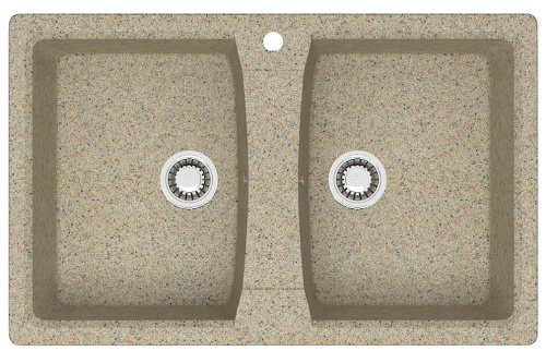 картинка Кухонная мойка AZARIO Elmas 780х500х190 двойная, искусственный мрамор, цвет песочный (CS00078334) от магазина Сантехстрой