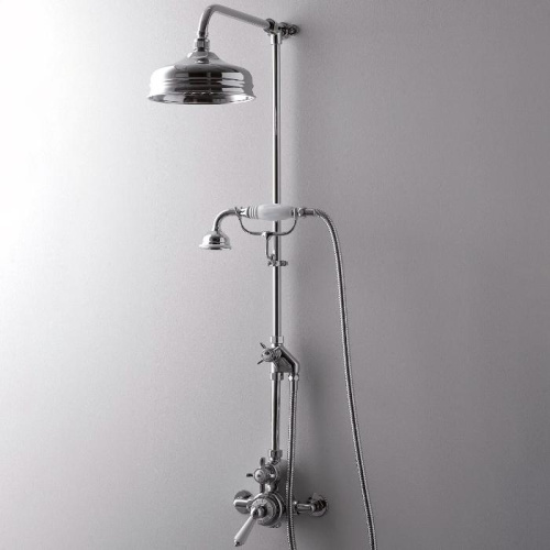 картинка Devon Ручной душ с переключателем и держат, для термостата MARM74 и душа на стойке MARK3182, с ручкой белой, цвет: хром (со скл комплектом продаем!) от магазина Сантехстрой