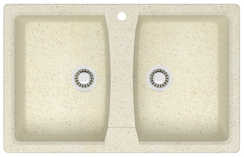 картинка Кухонная мойка AZARIO Elmas 780х500х190 двойная, искусственный мрамор, цвет бежевый (CS00078331) от магазина Сантехстрой