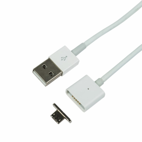 картинка USB кабель micro USB магнитный со съемным штекером,  1м белый от магазина Сантехстрой