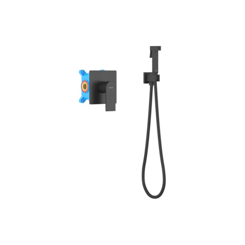 картинка Набор с гигиеническим душем (смеситель + гигиеническая лейка + шланг + шланговое подсоединение с держателем) AQUATEK ЛИРА, матовый черный AQ1419MB от магазина Сантехстрой