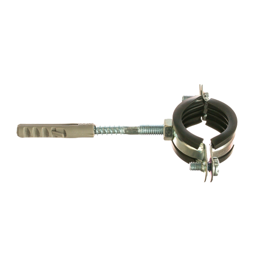картинка Хомут STOUT для труб, комплект: хомут+шпилька шуруп +дюбель пластиковый 1"(32-37 ) от магазина Сантехстрой