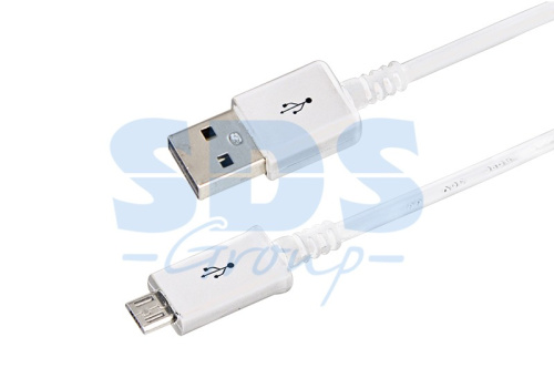 картинка USB кабель microUSB длинный штекер 1 м белый от магазина Сантехстрой