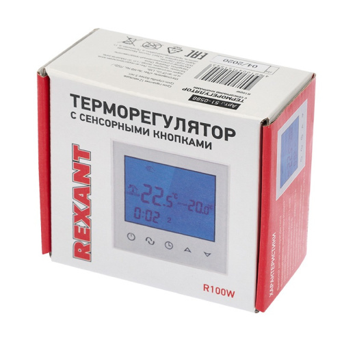 картинка Терморегулятор с автоматическим программированием и сенсорными кнопками R100W (белый) REXANT от магазина Сантехстрой