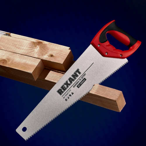 картинка Ножовка по дереву Зубец 450мм,  7-8 TPI,  каленый зуб 2D,  двухкомпонентная рукоятка REXANT от магазина Сантехстрой