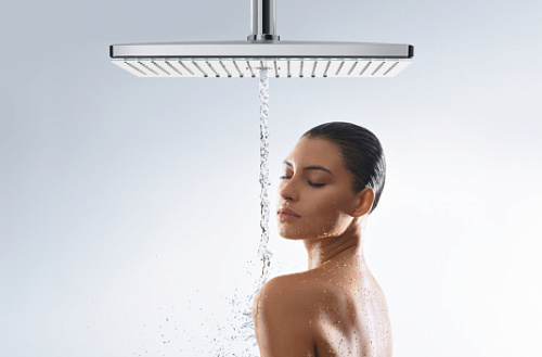 картинка Верхний душ HG Rainmaker Select 460 466x300мм, настенный с держаелем, 3jet (Rain, RainStream, MonoRain), черный, хром от магазина Сантехстрой