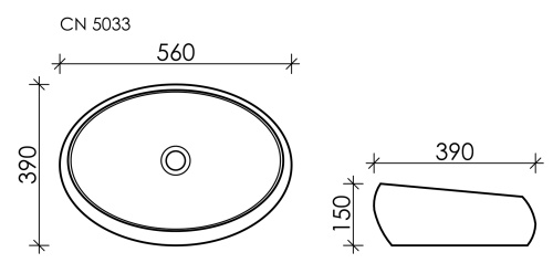 картинка CN5033 Умывальник чаша накладная овальная Element 560*390*150мм от магазина Сантехстрой