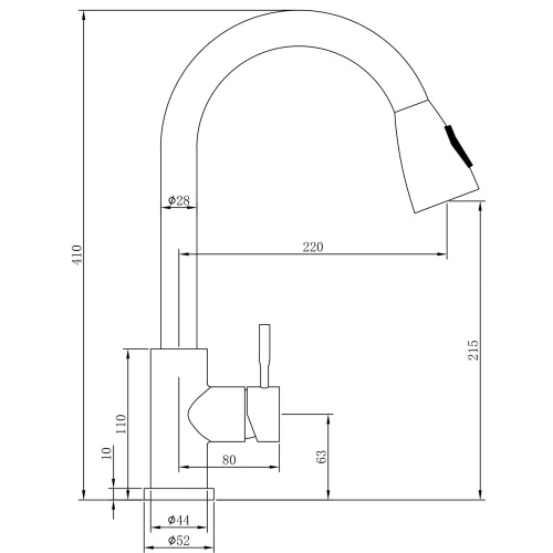 картинка СоюзКран Смеситель для кухни, выдвижной излив 40см, керам. картридж 35мм, нерж. сталь, SS01-E132 от магазина Сантехстрой