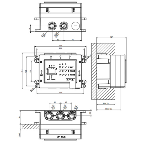 картинка Gessi Hi-Fi Встраиваемая часть для смесителя однорычажного, с кнопками, 1/2&amp;quot; соединение., цвет: хром от магазина Сантехстрой