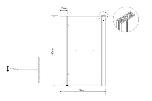 картинка Шторка для ванны GR-108 (15х80*140) алюминиевый профиль, стекло ПРОЗРАЧНОЕ 6мм 1 место от магазина Сантехстрой